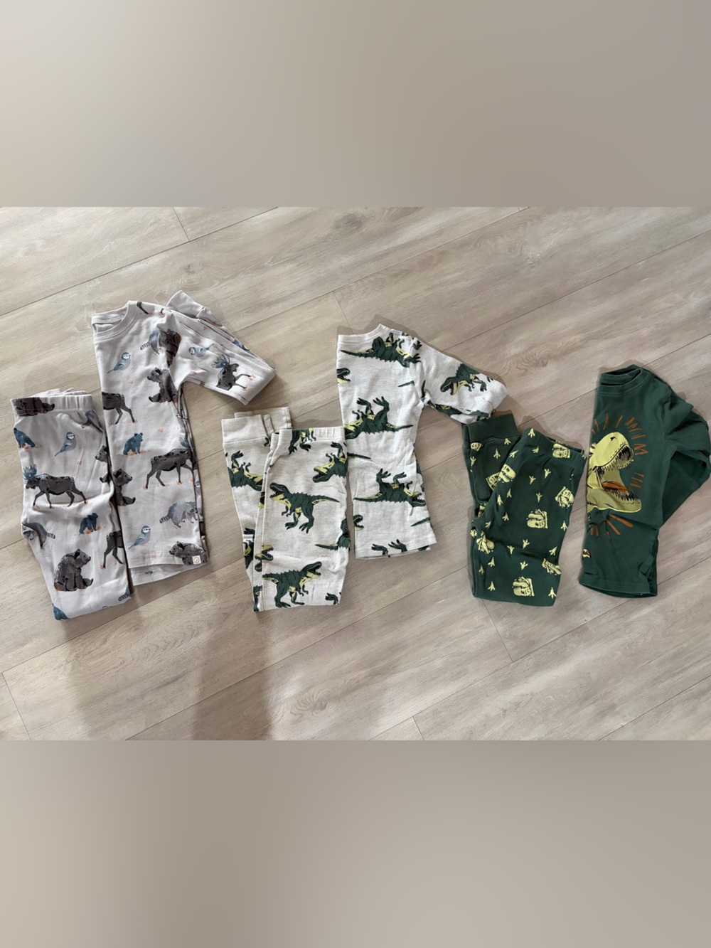 Kids Dinosaur Pajama Set - Green and Gray